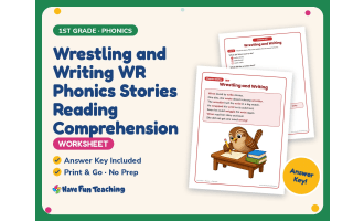 Wrestling and Writing WR Phonics Stories Worksheet – 1st Grade Blends