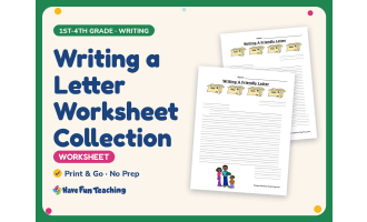 Writing a Letter Worksheet Collection – 1st-4th Grade Lined Paper