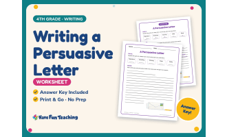 Writing a Persuasive Letter Worksheet – 4th Grade Lined Paper Practice