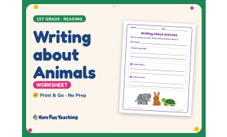 Writing about Animals Worksheet – 1st Grade Prompts & Reading Response