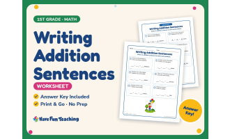 Writing Addition Sentences Worksheet – 1st Grade Math Practice