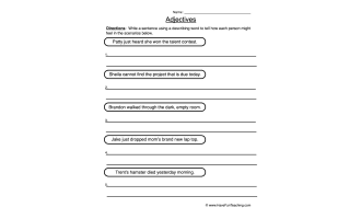 Writing Adjectives Worksheet