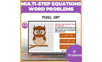 Writing and Solving Multi-Step Equations Word Problems Pixel Art