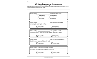 Writing Language Assessment Worksheet