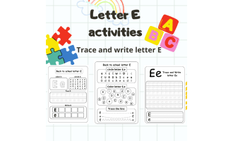 writing letter e for kindergarten - letter e handwriting practice