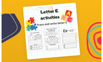 writing letter e for kindergarten - letter e handwriting practice