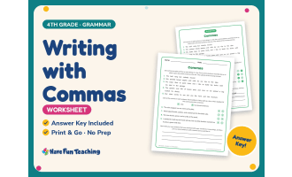Writing with Commas Worksheet – 4th Grade Punctuation Practice