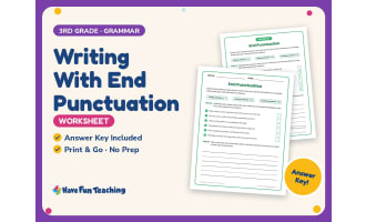 Writing With End Punctuation Worksheet – 3rd Grade Lined Paper