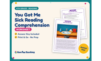 You Got Me Sick Reading Comprehension Worksheet – 4th Grade Human Body