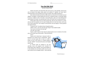 You Got Me Sick Reading Comprehension Worksheet