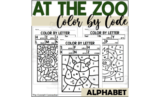 Zoo Alphabet Color by Code for Capital Letters
