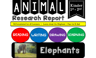 Zoo Animal Research Writing Project on ELEPHANTS for K-2nd Grade