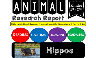 Zoo Animal Research Writing Project on HIPPOS for K-2nd Grade