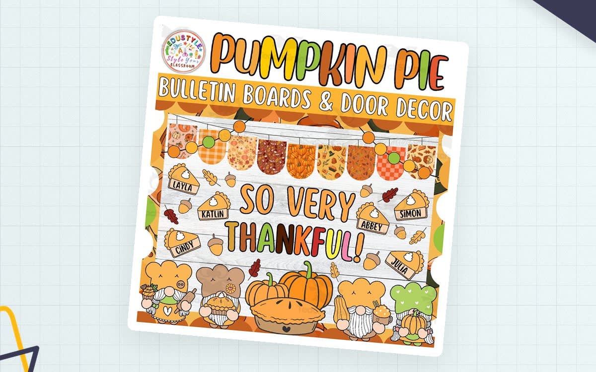 So Very Thankful — Thanksgiving Bulletin Board & Door Decor resource preview on a decorative background.