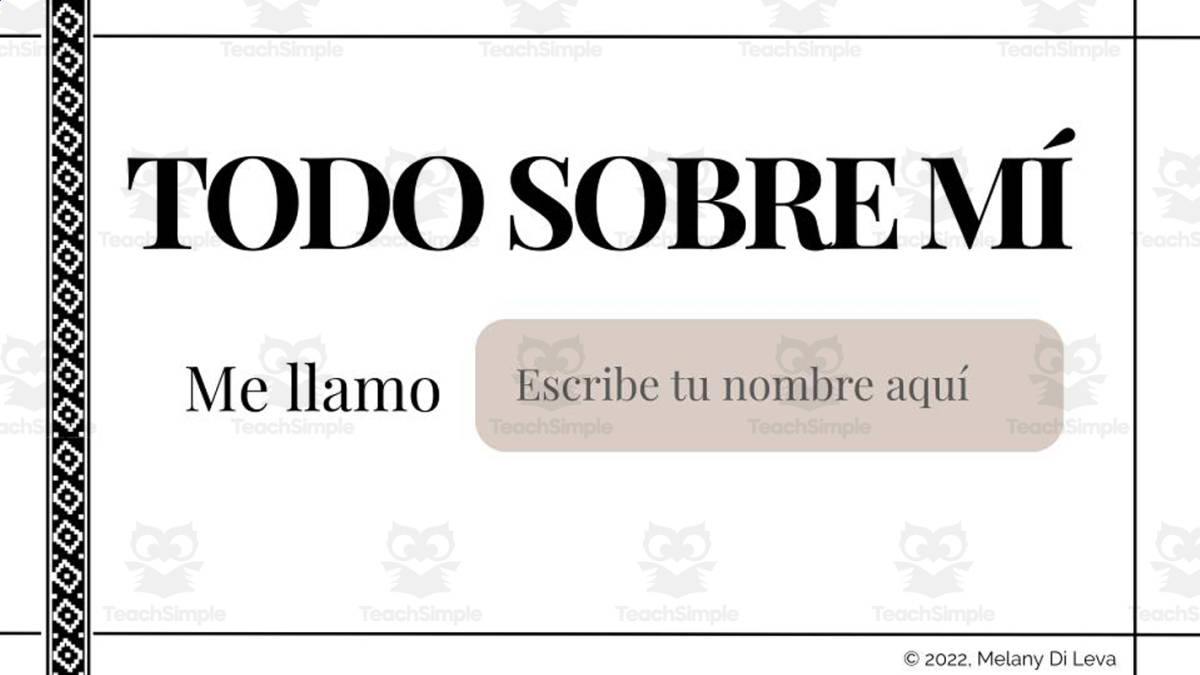 Spanish: All About Me Digital Lesson preview: One editable 16-slide PowerPoint