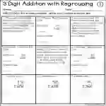 3 Digit Addition with Regrouping Math Homework Sheets