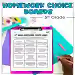 5th Grade Homework Choice Boards - 5th Grade Homework Worksheets