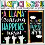 A LLama Learning Happens Here Bulletin Board Kit, Door Decoration Set, or Poster