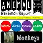 Animal Research Writing Project on MONKEYS for K-2nd Grade