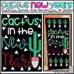 Cactus New Year's Bulletin Board Kit, Door Decoration Set, or Poster