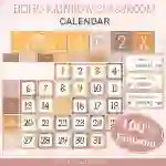 Classroom Calendar in Boho Rainbow Theme - 100% Editable