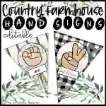 Country Farmhouse Classroom Management Hand Signs-Editable