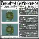 Country Farmhouse Classroom Voice Levels Posters-Editable