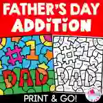 Father's Day Color by Number Code Addition to 10 and 20 Worksheets