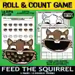Feed the Squirrel Roll and Count Mat Printable Manipulatives Dice Game