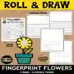 Fingerprint Art Flowers Roll and Draw Dice Game with Creative Writing