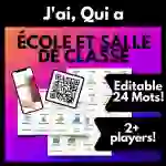 French Vocab Review Game Mots de l'école J'ai, Qui a, Editable