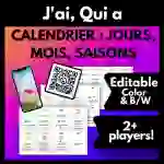 French Vocab Review Game Mots du calendrier française J'ai, Qui a, Edi