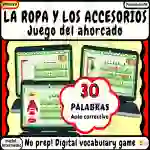 Hangman clothing vocabulary in Spanish No prep Ropa y accesorios Juego