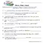 Here, Hair, Hear Homophones Worksheet