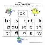 ICK Word Family Worksheet