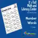 It's Fall! Kindergarten Math & Literacy Center: Number Words
