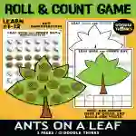 Leaf and Ant Roll and Count Mat Printable Manipulatives Dice Game