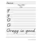 Letter G D'Nealian Style Handwriting Practice Worksheet