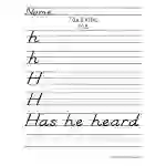 Letter H D'Nealian Style Handwriting Practice Worksheet
