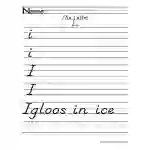 Letter I D'Nealian Style Handwriting Practice Worksheet