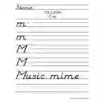 Letter M D'Nealian Style Handwriting Practice Worksheet