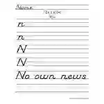 Letter N D'Nealian Style Handwriting Practice Worksheet