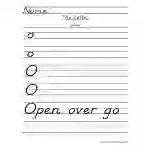 Letter O D'Nealian Style Handwriting Practice Worksheet