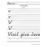 Letter V D'Nealian Style Handwriting Practice Worksheet