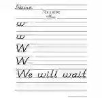 Letter W D'Nealian Style Handwriting Practice Worksheet