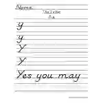 Letter Y D'Nealian Style Handwriting Practice Worksheet