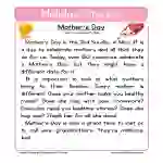Mothers Day Reading Comprehension Worksheet