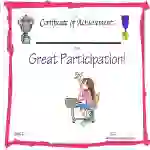 Participation Reward Certificate for Girls