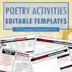 Poetry Reading, Writing, & Analyzing Activities Editable Templates