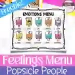 Popsicle Themed Feelings and Emotions Menu-- Feelings Chart For Kids